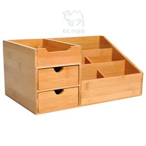 Organisateur de bureau en bambou Support de rangement multifonction Caddy Tiroirs Fourniture de bureau Organisateur de tiroir en bambou - Product Image 2