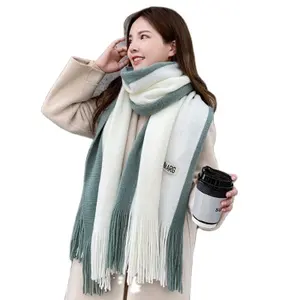 Осенне-зимняя новая имитация кашемира кисточки для мужчин и женщин двухцветная шаль теплый шарф