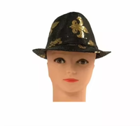 Chapeau de cowboy HLC ACC à sequins Fleur de Lys pour Mardi Gras, chapeau Fedora noir à sequins, accessoire de costume pour défilé de carnaval de la Nouvelle-Orléans
