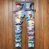 Trousers 2022 Hot Sale China Skinny Stretch Fit Biker Men Jeans Trousers OEM Custom Jeans Colored Jean Pants