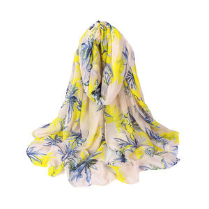 Scialle da donna con stampa a fiore lungo e morbido stile blu e <span class=keywords><strong>giallo</strong></span> in volino in poliestere - Product Image 4