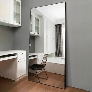 Muur opknoping aluminium metalen frame volledige lengte vloerstaande spiegel vanity muur spiegel