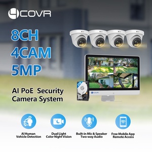 Sistema di Videosorveglianza 4COVR 5Mp 8 Canali PoE NVR con Monitor LCD 15.6" <span class=keywords><strong>Tutto</strong></span> <span class=keywords><strong>in</strong></span> Uno, Telecamera IP AI SMD, Sirena, Visione a Colori per Sorveglianza Domestica - Product Image 2