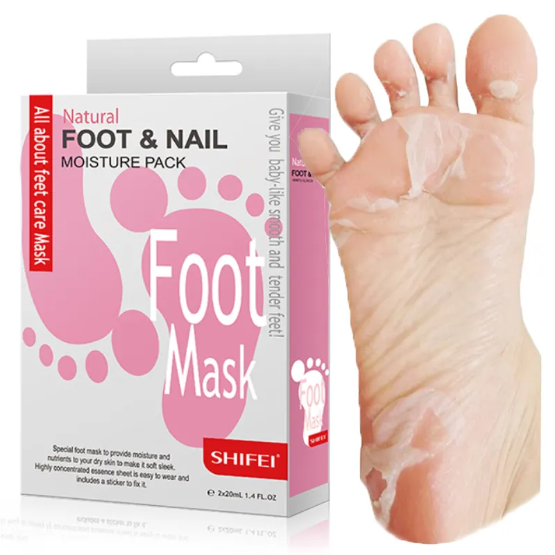 SHIFEI FACTORY Custom Private Label Exfoliating Foot Peel Mask for dry cracked feet callus removal Easy Peel Off Foot Mask