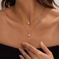 Collier ras du cou élégant à double rang de perles naturelles flottantes, avec pendentif en cristal de cœur serti de zircon et pierres précieuses, bijoux pour femmes, vente en gros