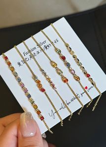 Xinfly 18K Solid Yellow Gold Rainbow <b>Gemstone</b> Colorful Sapphire Diamond <b>Bracelet</b> - Product Image 2