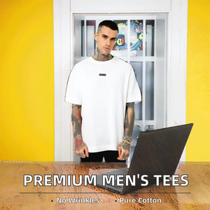 Premium <b>Men's</b> Oversized 100% Combed Bamboo Supima for Pima Organic Cotton T-<b>Shirts</b> Custom Logo <b>Thick</b> Drop Shoulder Blank Tee - Product Image 3