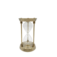 Antiker Bronze-Sanduhr mit drei Säulen und fünf Münzen, selbstfüllender Sand, anpassbares Logo, Dekorationsartikel für Schlafzimmer oder Arbeitszimmer