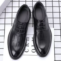 Chaussures habillées à lacets de style britannique pour hommes, rehaussantes, respirantes, en PU, collection Printemps-Automne, vente en gros