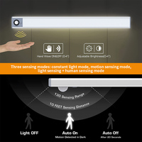 Lampe à induction LED intelligente à détecteur de mouvement magnétique, rechargeable par USB, trois couleurs, pour armoire