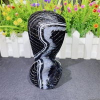 Serpientes de cristal curativo natural talladas a mano serpiente de ágata de rayas negras tallada para Decoración