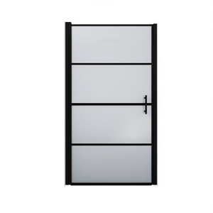 Tempered Glass Shower Door 39.4x70.1 Inches <b>Black</b> <b>Frame</b> Frost Design Sliding Rectangular 8mm Thickness - Product Image 1