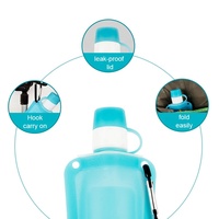 Bouteille d'eau de sport en silicone portable de grande capacité 500 ml, sans BPA, pliable, bouteilles d'eau de voyage en silicone pliables pour l'extérieur