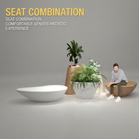 Ensemble de bancs de patio modernes en acrylique, combinaison de sièges d'extérieur, banc incurvé avec table d'appoint