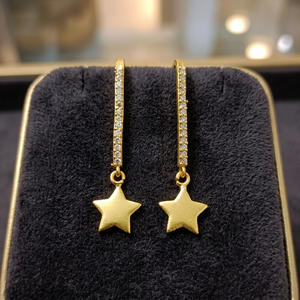 Shahnaz Gems Jewels 18K Gold Plated Star Dangle <b>Earrings</b> Stones | Trendy Classic Drop Women Wedding Party Gift Jewelry Wholesale - Product Image 3