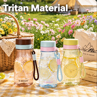 530ml kleine plastic waterfles van Tritan materiaal, makkelijk mee te nemen, met rietje, direct drinkbaar, dubbel doel.