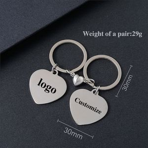 Factory Stainless Steel Couple Magnet to Heart Pendant Keychain Laser Carving Logo Printing Photo Blank Material Gift - Product Image 2