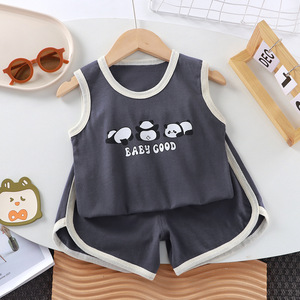 Ensemble gilet et short en coton sans manches pour filles, version coréenne, nouvelle collection été pour enfants, ensemble deux pièces pour garçons, vente en gros - Product Image 4