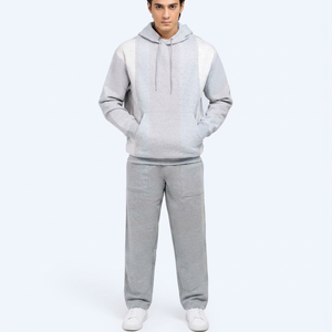 Sweat-shirt à capuche gris clair pour homme, coupe classique, en coton French Terry, avec poche kangourou, décontracté, manches longues, pour tous les jours - Product Image 1