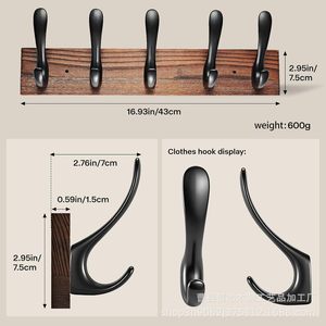 Wooden Coat Hooks Wall Mounted Multi Functional <b>Clothes</b> Hanger Entryway <b>Storage</b> Hook Rack For Home Door Or Wall Use - Product Image 5