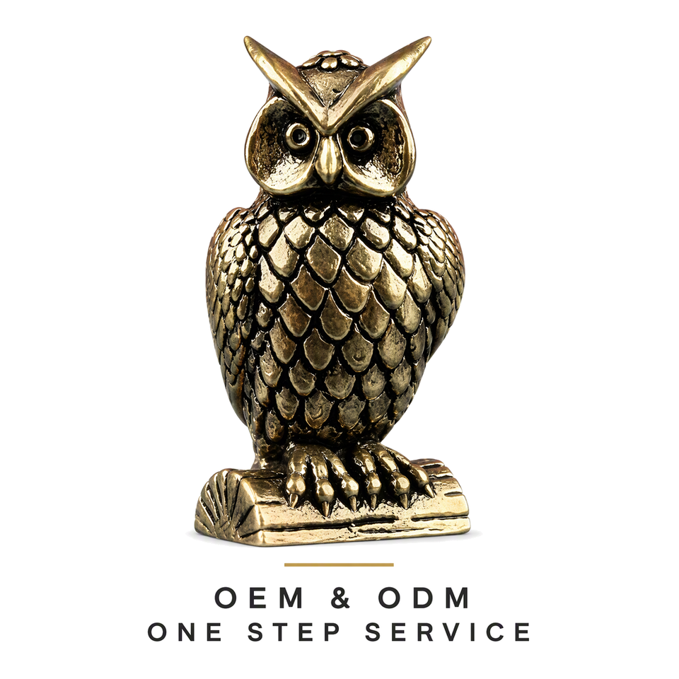 Bronze Effect Owl Statue Figurine Desktop Paper weight Ornament Home ...