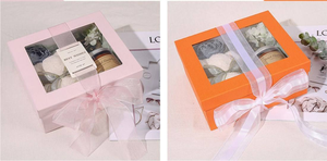 Window gift <b>box</b> paper gift <b>box</b> with clear window gift <b>box</b> with ribbon bow rectangular favor <b>box</b> gift hamper <b>box</b> - Product Image 4