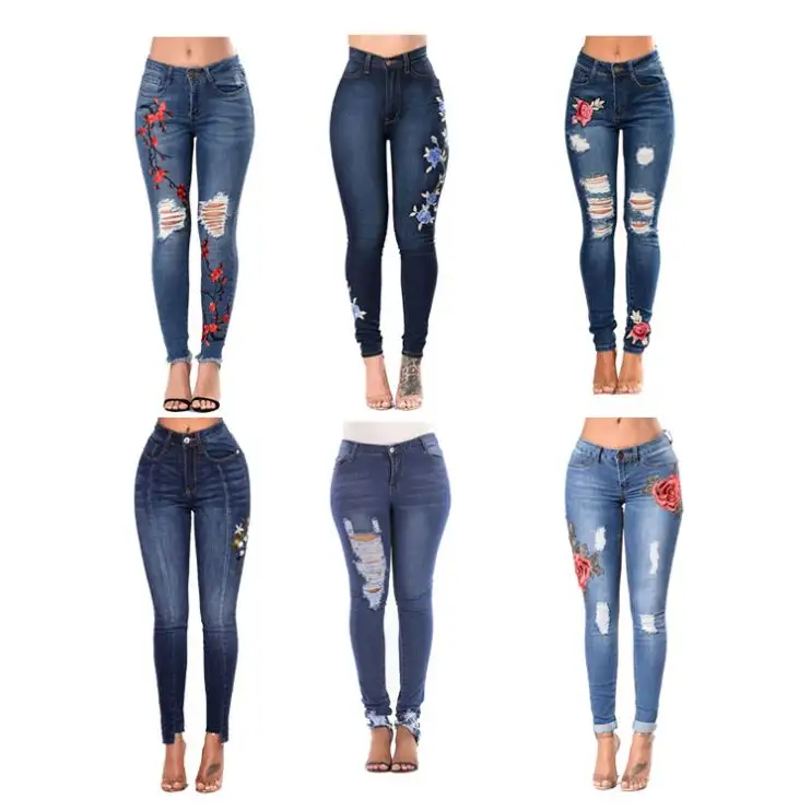 Schnelle Lieferung Günstige Frauen Groß Zerrissene Großhandel Denim Beschädigt Jeans