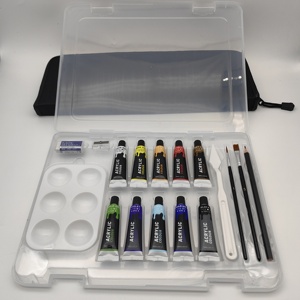 Fournitures d'art professionnelles <span class=keywords><strong>Peinture</strong></span> 12 ML-2 pinceaux, 1 <span class=keywords><strong>crayon</strong></span>/gomme/taille-<span class=keywords><strong>crayon</strong></span>/couteau en plastique/palette en plastique Ensemble <span class=keywords><strong>de</strong></span> <span class=keywords><strong>peinture</strong></span> <span class=keywords><strong>acrylique</strong></span> - Product Image 2