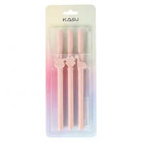 Paille en silicone réutilisable pliable et flexible pour enfants avec étui, personnalisable