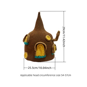 Kawaii Handgemachte Häkel-Feenhütten-Mütze 3D Cartoon Cottage Strickmütze Neuartige Fantasy Elfenhütte Winter Warme Kostüm-Mütze - Product Image 6