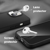 Un ensemble de HD clair verre trempé téléphone film lentille protecteur d'écran anti-chute étui de téléphone en silicone pour iPhone 16 plus 15 14 13