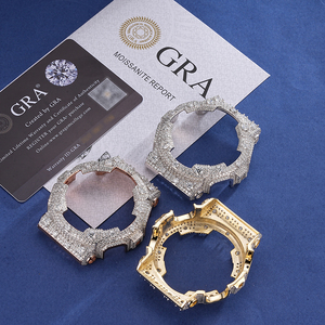 Montre Hip Hop <span class=keywords><strong>Gshock</strong></span> Ga 2100 avec lunette en moissanite, lunette en moissanite <span class=keywords><strong>Gshock</strong></span>, argent 925, lunette en moissanite glacée, boîtier de montre pour homme - Product Image 2