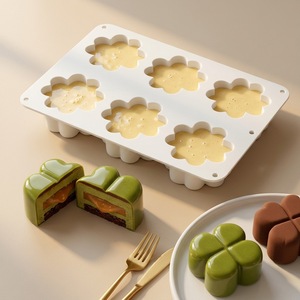 YLX Nouveau Moule en Silicone de Qualité Alimentaire pour Gâteau, Modèle Trèfle à Quatre Feuilles à 6 Cavités, pour Mousse Française, Compatible Four, Démoulage Facile, pour la Confection DIY Transfrontalière - Product Image 3