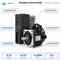 Kit de moteur servo AC ZhengYuan 200W, bride de 60 mm, 220V, 0,64 Nm, 3000 tr/min, encodeur 17 bits, impulsions RS485, CE, RoHS