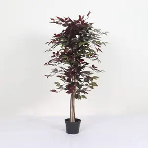 Ins style decorative cheap artificial ficus plant red banyan tree