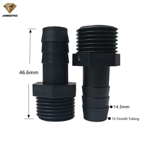 ข้อต่อพลาสติกแบบกำหนดเอง 1/4"-18NPT ชนิดตัวผู้ วัสดุ PVDF สีธรรมชาติ สำหรับท่อขนาด 1/4 นิ้ว ตัวข้อต่อทำจาก PP สีดำ - Product Image 3
