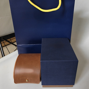 Cajas de reloj de cuero marrón amarillo brillante al por mayor con soporte enrollable y bolsa exterior de papel - Product Image 4