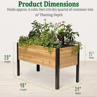 Boîte de jardinière surélevée en bois de cèdre robuste pour patio extérieur pelouse arrière-cour carré à motifs pour légumes fleurs