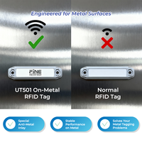 Etiqueta RFID UHF Pasiva Anti Metal Magnética FineJoin UT501 IP67 Impermeable Alcance 10 m