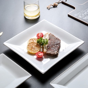 Plato Cuadrado de Cerámica Blanco Puro de Diseño Creativo para Bistec y Comida Occidental, Vajilla Elegante para Hogares, Hoteles y Fiestas - Product Image 2