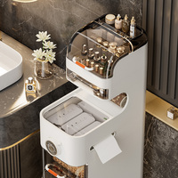 Meuble de rangement étroit en plastique en promotion, armoire de rangement étroite et fine avec tiroirs, porte-papier toilette sur pied avec roulettes