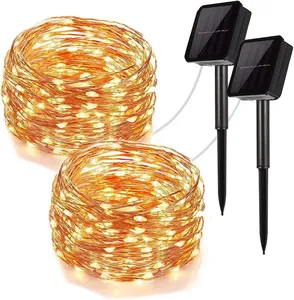 Guirnalda <span class=keywords><strong>de</strong></span> Luces <span class=keywords><strong>Solares</strong></span> Kanlong con Cable <span class=keywords><strong>de</strong></span> Cobre, LED Cálidos, 5M 50LED, 10M 100LED, 20M 200LED, Impermeables, para Interiores/Exteriores, Decoración Navideña - Product Image 1
