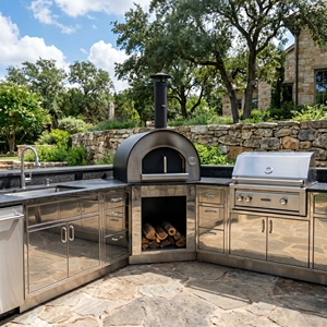 Mueble <span class=keywords><strong>de</strong></span> Cocina Modular <span class=keywords><strong>de</strong></span> Acero Inoxidable 304 <span class=keywords><strong>de</strong></span> Estilo Europeo para Exteriores con Horno para Pizza, Parrilla Antioxidante para Patio - Product Image 1