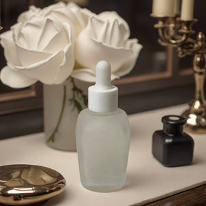 Frasco cosmético de aromaterapia cuadrado esmerilado transparente, cuentagotas de vidrio recargable, botella de pipeta de aceite esencial, crema facial, caída de laboratorio - Product Image 2