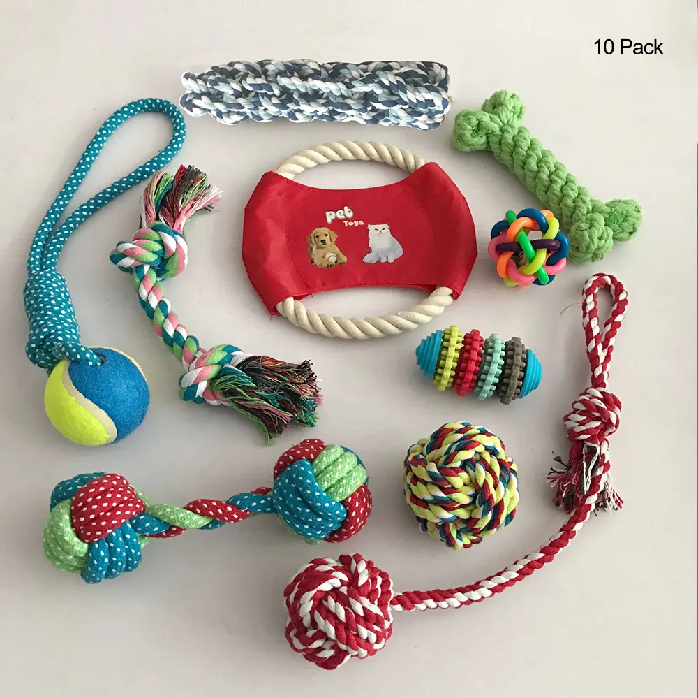 Produsen grosir TPR tali mewah tugas berat Dental mainan tali anjing Kit mainan anjing peliharaan Set untuk pengunyah agresif