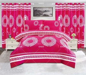 Bán Buôn Phong Cách Mới 7Pcs Hoa Borrego Nhung Lông Cừu Comforter Bộ Đồ Giường Set Với Rèm Cửa - Product Image 3
