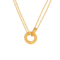 Dainty Collier Rond en Or 18k Pendentif Simple Double Cercle Collier Fermoir en Or Pur Femme