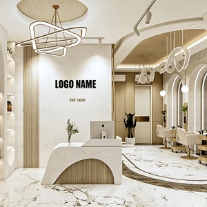 Station de travail pour salon de coiffure, mobilier de salon de beauté, design d'intérieur personnalisé pour salon de coiffure, personnalisation complète de la pièce, décoration de magasin - Product Image 1