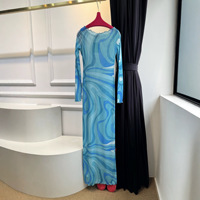 Nouvelle Arrivée 2026 – Robe Vintage Femme Imprimée Colorée Extensible à Col Montant, Manches Longues, Transparente, Taille Haute et Coupe Ajustée