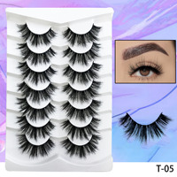 7 paires de nouvelles faux cils en vison synthétique, naturels, denses, allongés aux extrémités, vente en gros